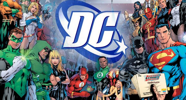 DC comics logo and characters