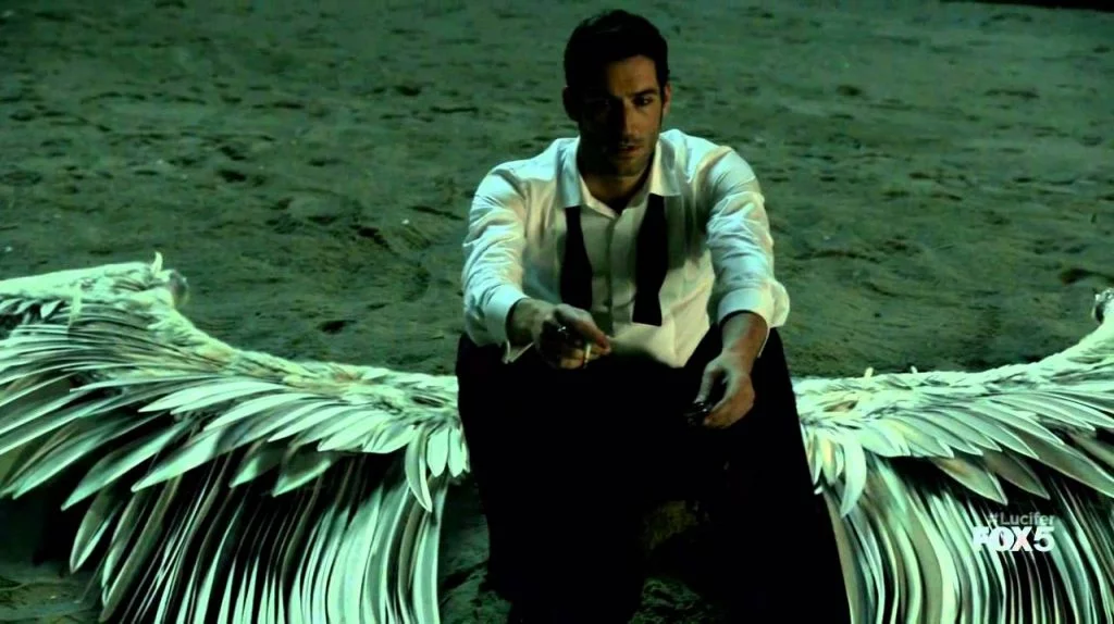 Lucifer sits with his wings, perhaps for the final time.