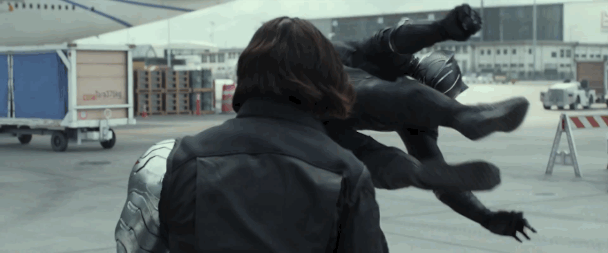 Captain America Civil War Winter Soldier Black Panther kick
