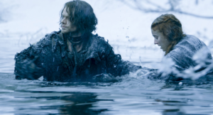 got theon and sansa cross icy river