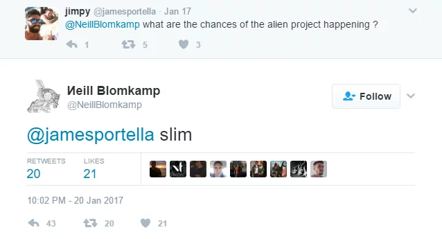 Neill Blomkamp tweet