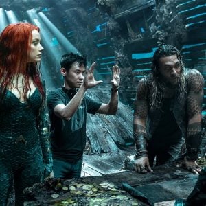 Film Name: AQUAMAN<br /> Copyright: © 2018 WARNER BROS. ENTERTAINMENT INC.<br /> Photo Credit: Jasin Boland/ ™ &amp; © DC Comics<br /> Caption: (L-r) AMBER HEARD, director JAMES WAN, JASON MOMOA and WILLEM DAFOE on the set of Warner Bros. Pictures’ action adventure “AQUAMAN,” a Warner Bros. Pictures release.