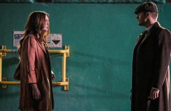 Supernatural -- "Stranger in a Strange Land" -- Image Number: SN1401a_0100b.jpg -- Pictured (L-R): Danneel Ackles as Anael and Jensen Ackles as Dean/Michael -- Photo: Bettina Strauss/The CW -- ÃÂ© 2018 The CW Network, LLC All Rights Reserved