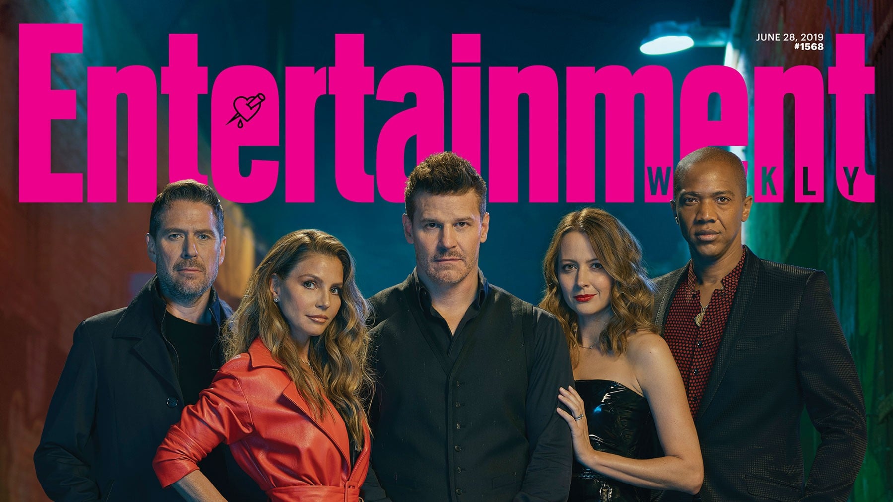 Cast of Angel on cover of Entertainment Weekly